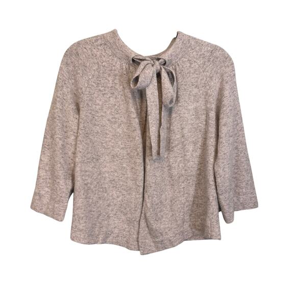 Lucy & Laurel Sweaters - Lucy & Laurel Sweater Cardigan M Knitted Tie Collar Angora Wool 3/4 Sleeve Gray